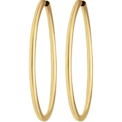 Paar Ohrringe Creolen rund schlicht Ohrschmuck aus 585 Gold Gelbgold 48x2,5mm