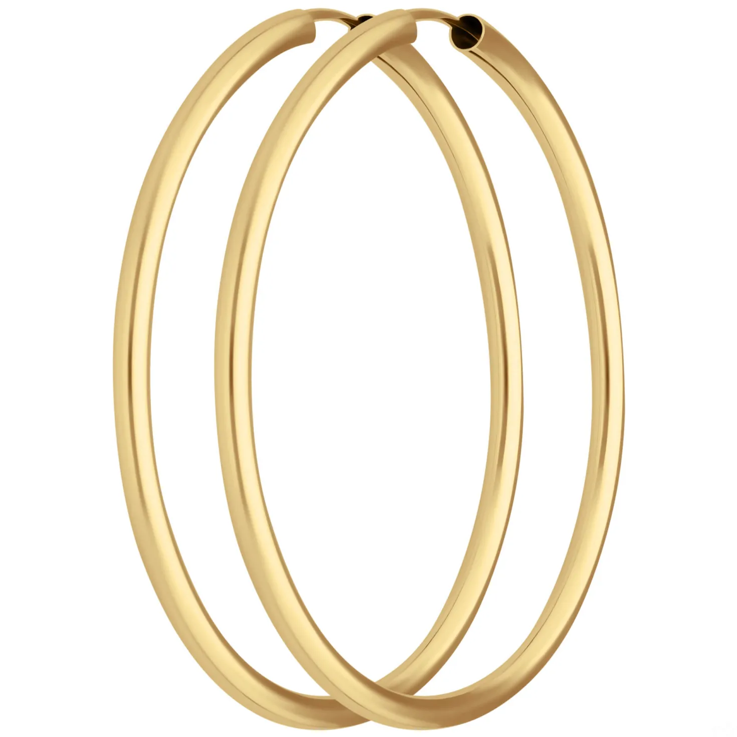 Paar Ohrringe Creolen rund schlicht Ohrschmuck aus 585 Gold Gelbgold 48x2,5mm