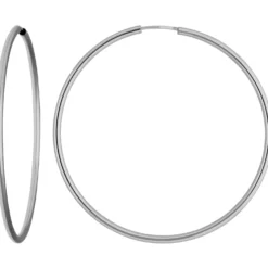 Paar Ohrringe Creolen rund schlicht Ohrschmuck aus 585 Gold Weißgold 48x2mm