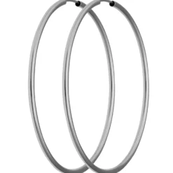 Paar Ohrringe Creolen rund schlicht Ohrschmuck aus 585 Gold Weißgold 48x2mm