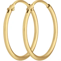 Paar Ohrringe Creolen rund schlicht Ohrschmuck aus 585 Gold Gelbgold 17x1,3mm