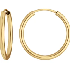 Paar Ohrringe Creolen rund schlicht Ohrschmuck aus 375 Gold Gelbgold 20x2mm