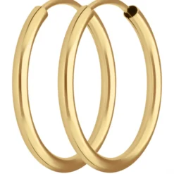 Paar Ohrringe Creolen rund schlicht Ohrschmuck aus 375 Gold Gelbgold 20x2mm