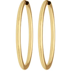 Paar Ohrringe Creolen rund schlicht Ohrschmuck aus 585 Gold Gelbgold 37,7x2,5mm