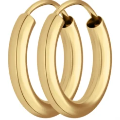 Paar Ohrringe Creolen rund schlicht Ohrschmuck aus 585 Gold Gelbgold 15x2,5mm