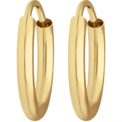 Paar Ohrringe Creolen rund schlicht Ohrschmuck aus 333 Gold Gelbgold 13x2mm
