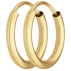 Paar Ohrringe Creolen rund schlicht Ohrschmuck aus 333 Gold Gelbgold 13x2mm