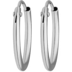 Paar Ohrringe Creolen rund schlicht Ohrschmuck aus 750 Gold Weißgold 13x1,3mm