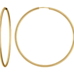 Paar Ohrringe Creolen rund schlicht Ohrschmuck aus 585 Gold Gelbgold 48x2mm