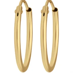 Paar Ohrringe Creolen rund schlicht Ohrschmuck aus 585 Gold Gelbgold 15x1,3mm