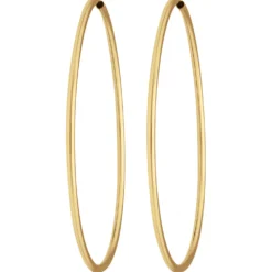 Paar Ohrringe Creolen rund schlicht groß aus 585 Gold Gelbgold 57,5x2mm