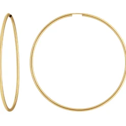 Paar Ohrringe Creolen rund schlicht groß aus 585 Gold Gelbgold 57,5x2mm