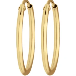 Paar Ohrringe Creolen rund schlicht Ohrschmuck aus 585 Gold Gelbgold 19x1,5mm