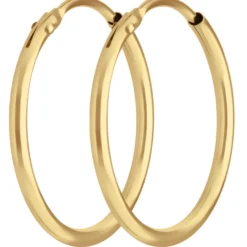 Paar Ohrringe Creolen rund schlicht Ohrschmuck aus 585 Gold Gelbgold 19x1,5mm