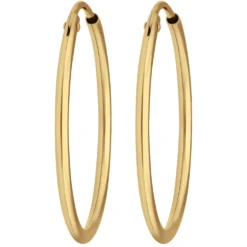 Paar Ohrringe Creolen rund schlicht Ohrschmuck aus 333 Gold Gelbgold 24x1,5mm