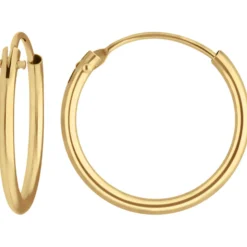 Paar Ohrringe Creolen rund schlicht Ohrschmuck aus 333 Gold Gelbgold 14,6x1,3mm