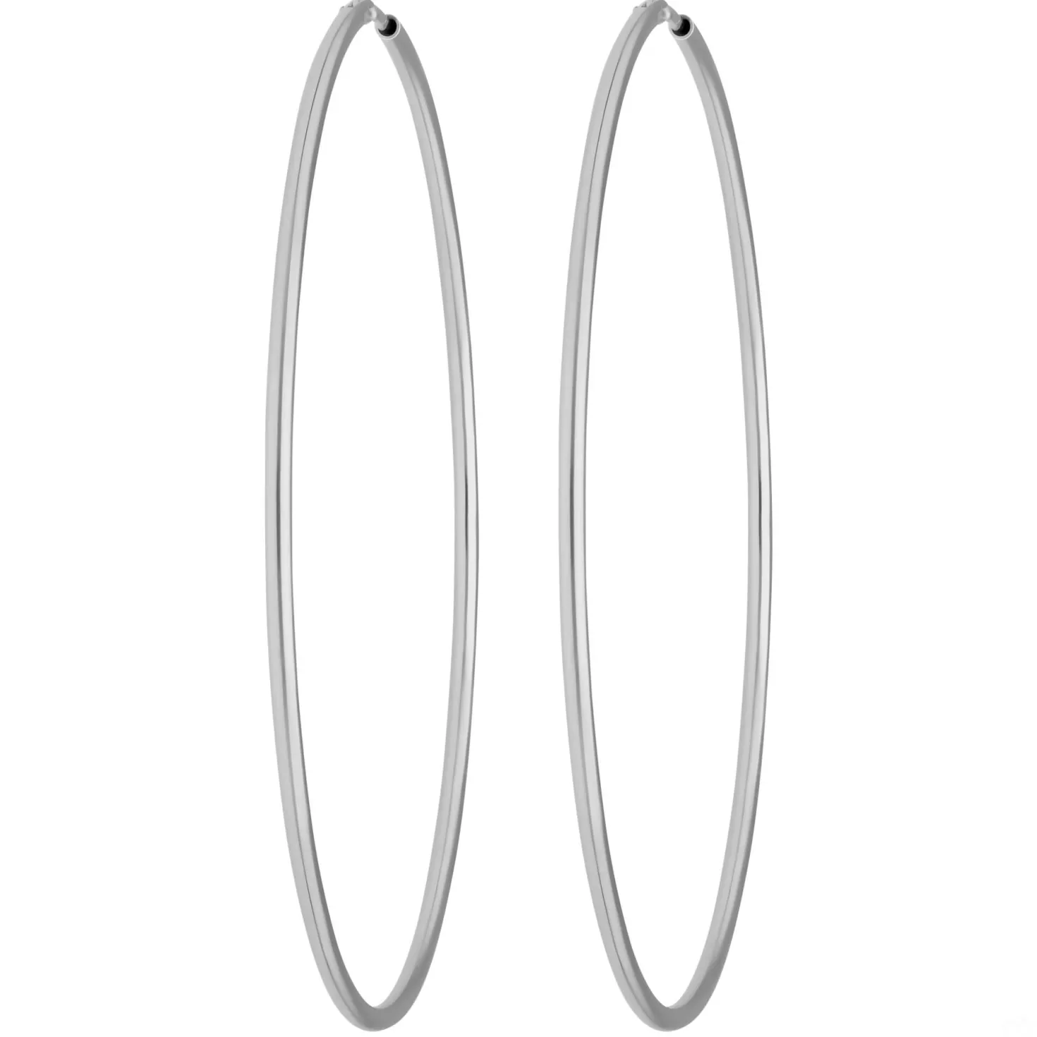 Paar Ohrringe Creolen rund schlicht aus 925 Silber rhodiniert 50x1,5mm