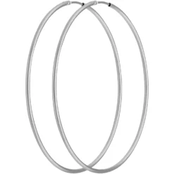 Paar Ohrringe Creolen rund schlicht aus 925 Silber rhodiniert 50x1,5mm