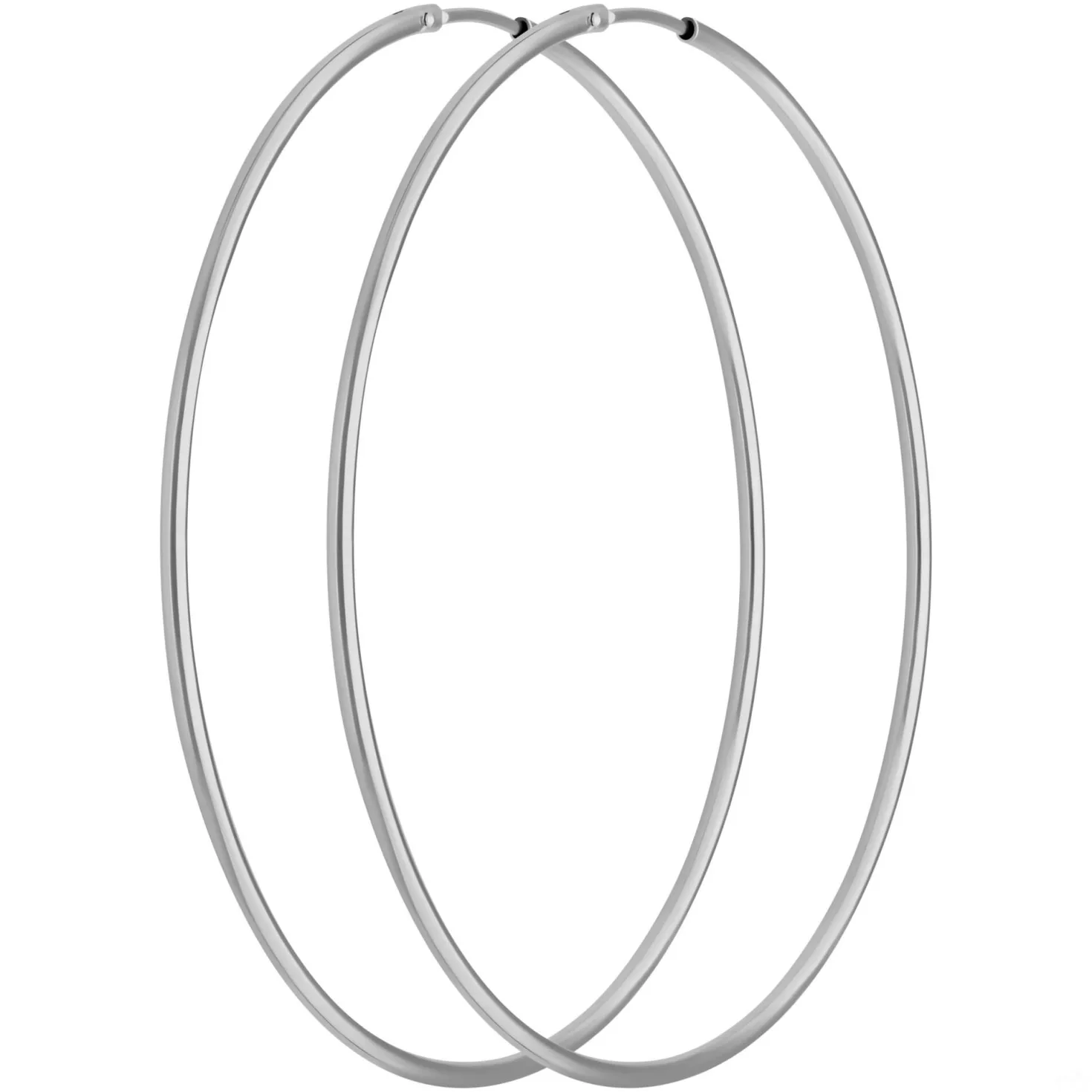 Paar Ohrringe Creolen rund schlicht aus 925 Silber rhodiniert 50x1,5mm