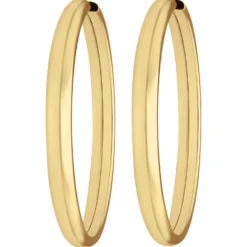 Paar Ohrringe Creolen schlicht Ohrschmuck aus 925 Silber gelb vergoldet 39x3,9mm