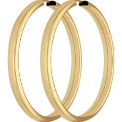 Paar Ohrringe Creolen schlicht Ohrschmuck aus 925 Silber gelb vergoldet 39x3,9mm