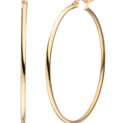 Paar Ohrringe Creolen 50x2mm aus Edelstahl rotgold-farben rund glänzend