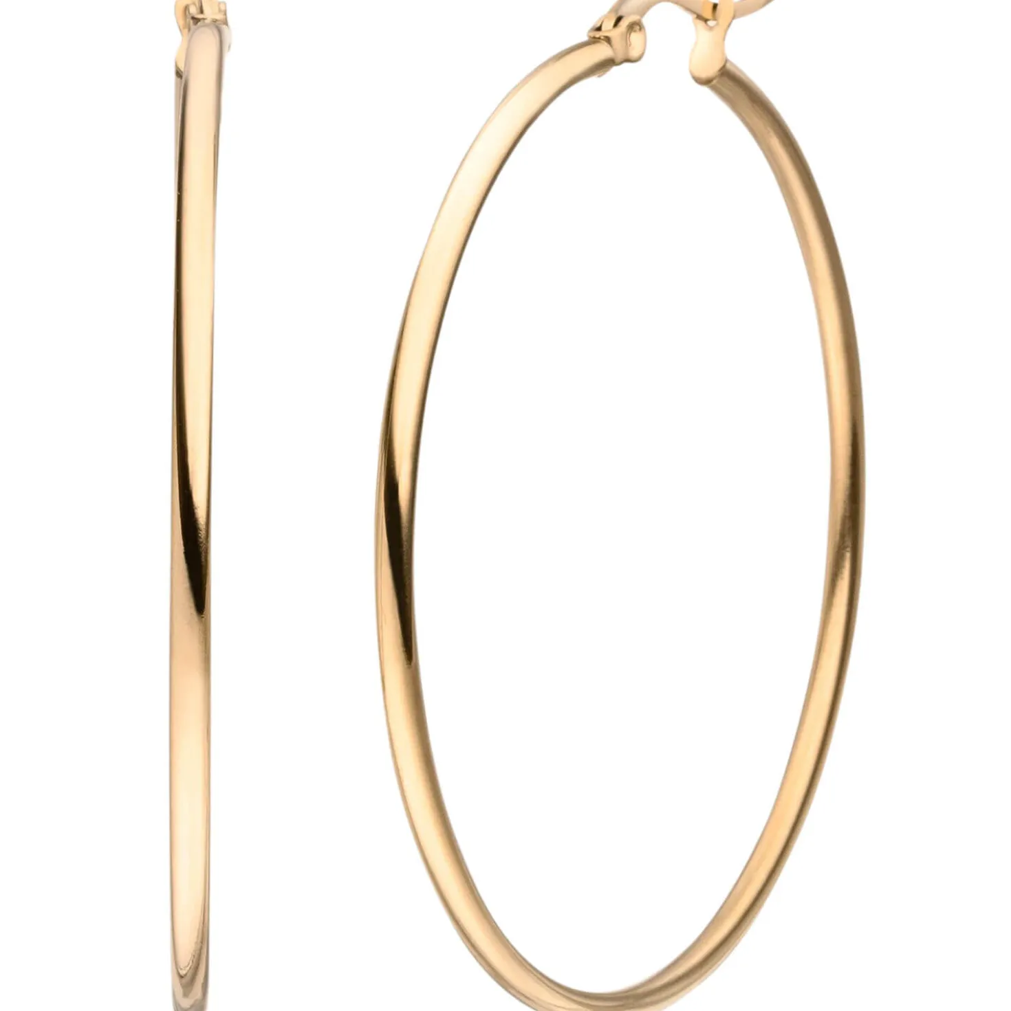 Paar Ohrringe Creolen 50x2mm aus Edelstahl rotgold-farben rund glänzend