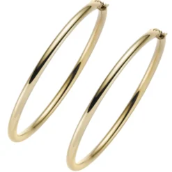 Paar Ohrringe Creolen 52x3mm rund 585 Gold Gelbgold Ohrschmuck Damen