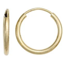 Paar Ohrringe 15mm Creolen aus 585 Gold Gelbgold rund dünn Ohrschmuck