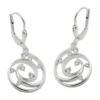 Paar Ohrringe Ohrhänger Brisur Spirale mit Zirkonia 32x13mm aus 925 Silber