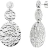 Paar Ohrringe Ohrhänger Ohrschmuck 44x21,2mm aus Edelstahl mit Struktur