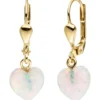 Paar Ohrringe Ohrhänger 8,1x23,7mm Herz Herzen aus Opal & 333 Gold Gelbgold