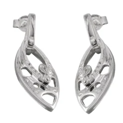 Paar Ohrringe Ohrhänger 30x12mm mit Zirkonia 925 Silber spitzoval Ohrschmuck