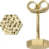 Paar Ohrringe Ohrstecker Hexagon Sechseck aus 333 Gold Gelbgold mit Struktur