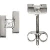 Paar Ohrstecker aus 950 Platin mattiert mit Diamanten Caree-Schliff 0,15 Ct W-SI