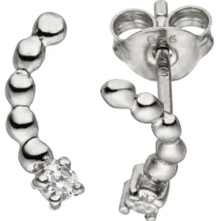 Paar Ohrstecker aus 925 Silber rhodiniert mit Zirkonia weiß Ohrschmuck für Damen