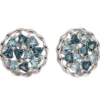 Paar Ohrstecker aus 585 Weißgold 20 Blautopase & 18 Brillanten 0.1Ct TW/SI Damen