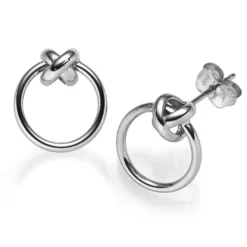 Paar Ohrstecker Knoten mit Ring Ø12,5mm aus 585 Weißgold Ohrringe Ohrschmuck