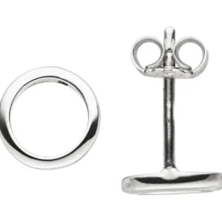 Paar Ohrstecker Kreise aus 925 Silber Ø 7,4mm Ohrringe Ohrschmuck schlicht