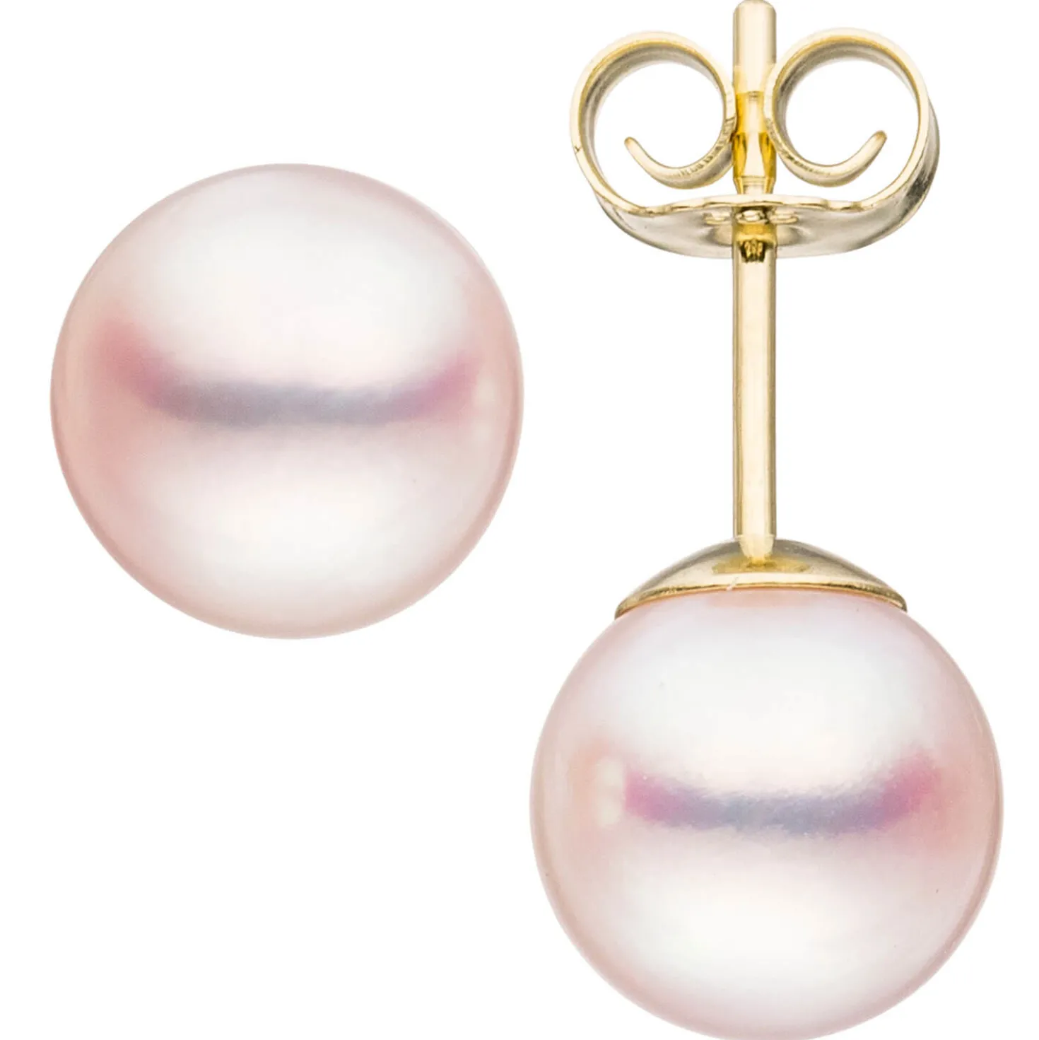 Paar Ohrstecker mit Akoya Perlen 8mm rund 585 Gold Gelbgold Ohrschmuck Damen
