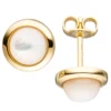 Paar Ohrstecker mit Perlmutt-Steine 8,6mm Halbkugel 333 Gold Gelbgold Ohrschmuck