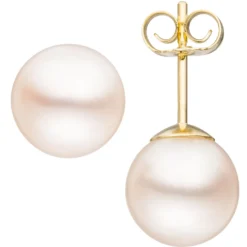 Paar Ohrstecker mit Süßwasser Perlen 8,5mm 333 Gold Gelbgold Ohrschmuck Damen