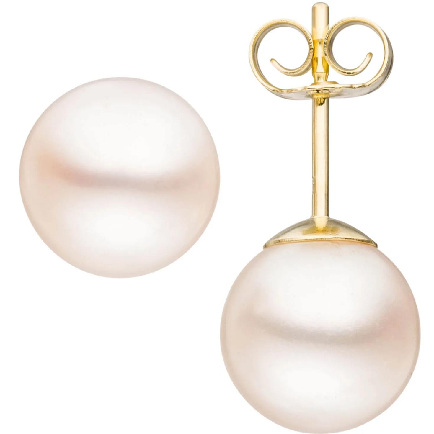 Paar Ohrstecker mit Süßwasser Perlen 8,5mm 333 Gold Gelbgold Ohrschmuck Damen