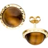 Paar Ohrstecker mit Tigerauge braun Halbkugel 585 Gold Gelbgold Ohrschmuck Damen