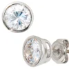 Paar Ohrstecker mit Zirkonia Ø8,4mm 925 Silber Echtsilber Damen Silberohrstecker