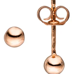Paar Ohrstecker Ohrschmuck kleine Kugel 4mm glänzend 925 Silber rotgoldvergoldet