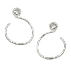 Paar Ohrstecker Ohrspirale 15mm mit Zirkonia 925 Silber Ohrschmuck Damen