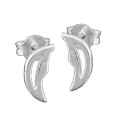 Paar Ohrstecker Stecker Halbmond mit Mondgesicht, 925 Silber, Damen