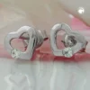 Paar Ohrstecker Stecker Herz Herzen mit Zirkonia weiß 925 Silber
