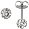 Paar Ohrstecker Stecker Kugel 4,1mm mit Swarovski-Elements weiß Edelstahl Damen